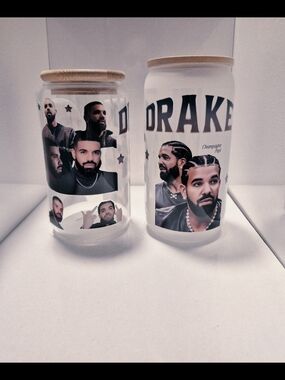 Drake Toronto 16oz Frosted OR Clear Glass Tumbler Lid Straw Custom Made-to-order